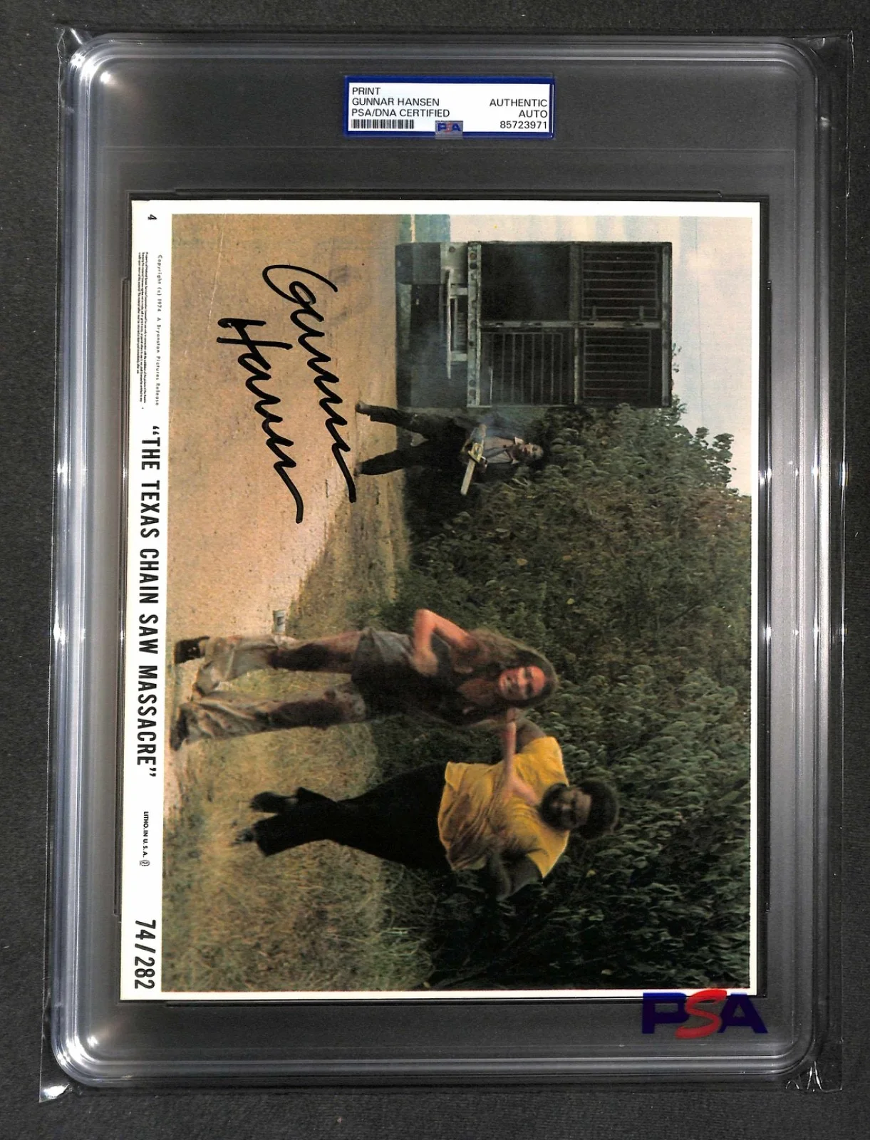 Gunnar Hansen — Signed Gunnar Hansen Lobby Card 1974 Texas Chainsaw Massacre Autograph Photo PSA, image 2