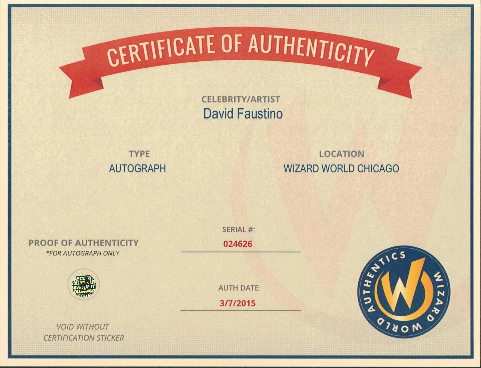 David Faustino — David Faustino Married With Children Authentic Signed 8x10 Photo Wizard World 6, image 2