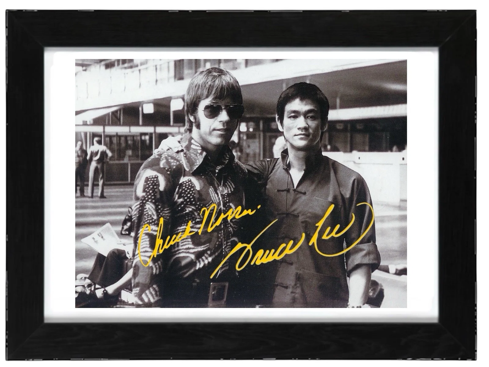 Chuck Norris and Bruce Lee Signed Autograph PHOTO Pre Print 6x4/A4/ Framed, image 2