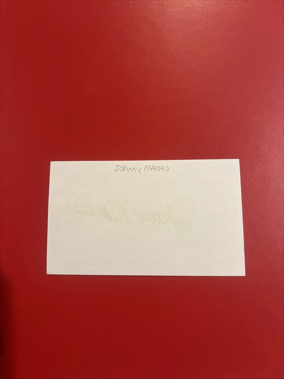 Johnny Mathis — Johnny Mathis Signed Auto 3x5 Index Card Wonderful Wonderful, image 2