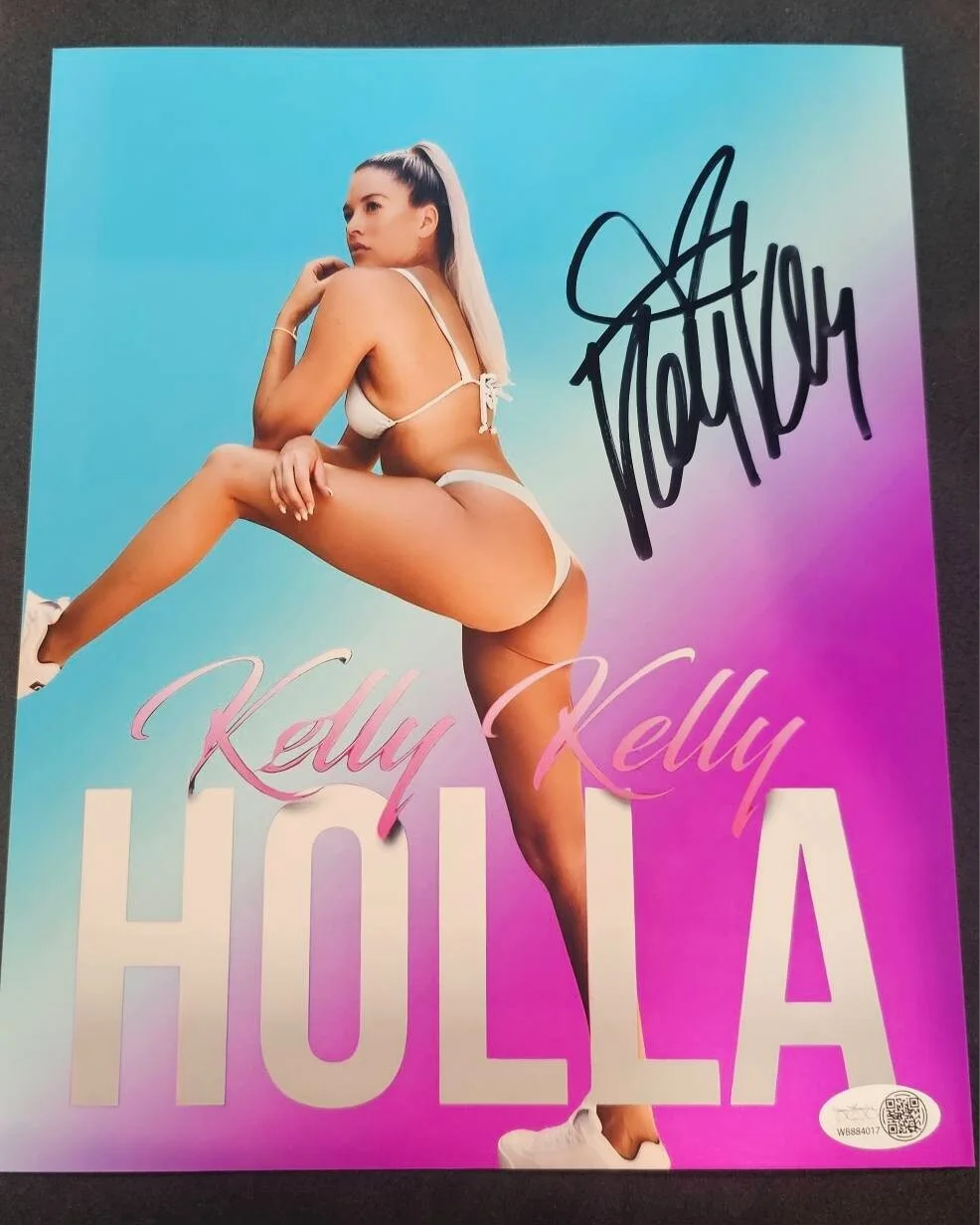 kelly kelly — KELLY KELLY Signed 8x10 METALLIC SEXY Photo BARBIE BLANK WWE Autograph JSA COA