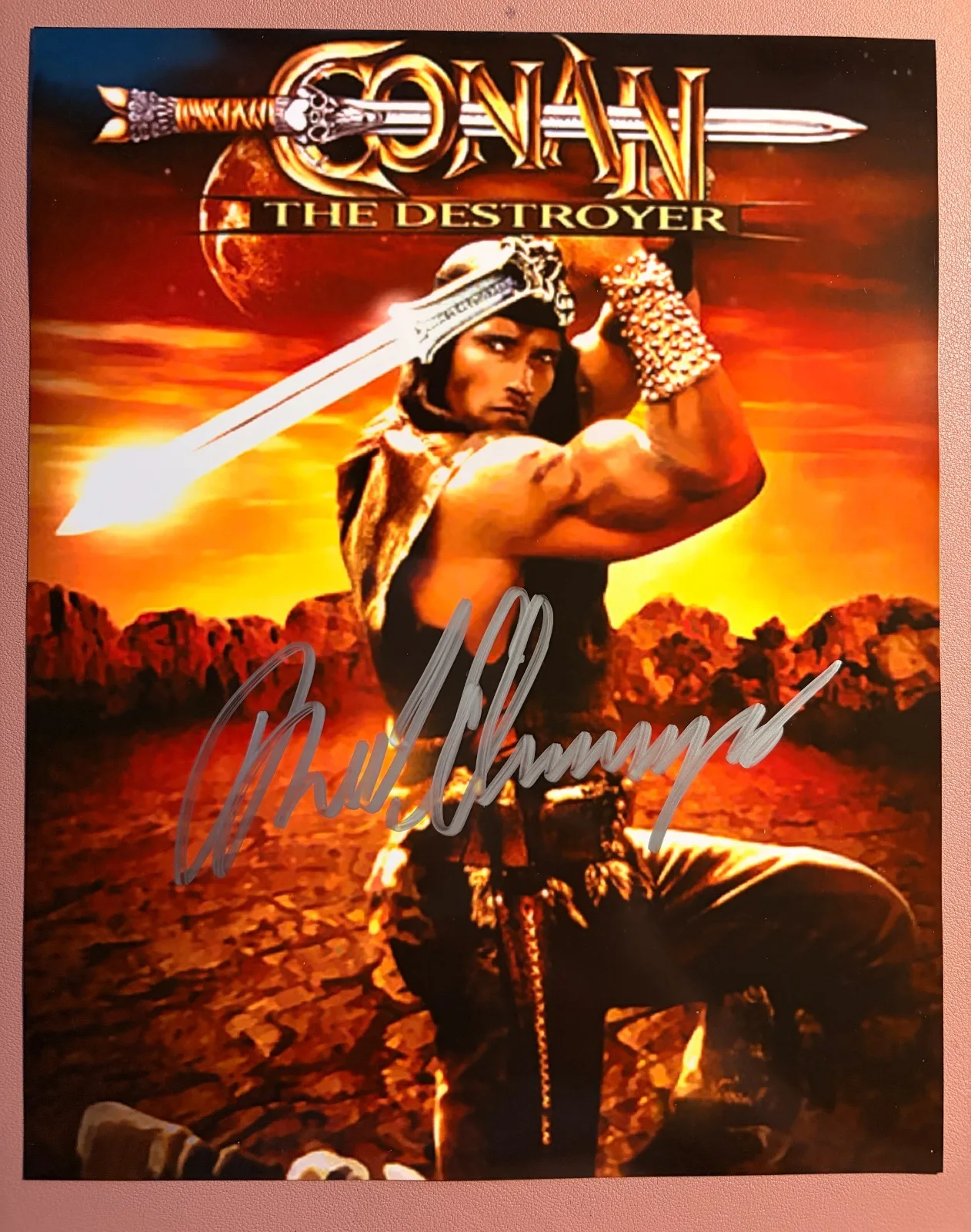 Arnold Schwarzenegger — Arnold Schwarzenegger Signed•1982 CONAN THE BARBARIAN•8X10•w/ COA, image 3