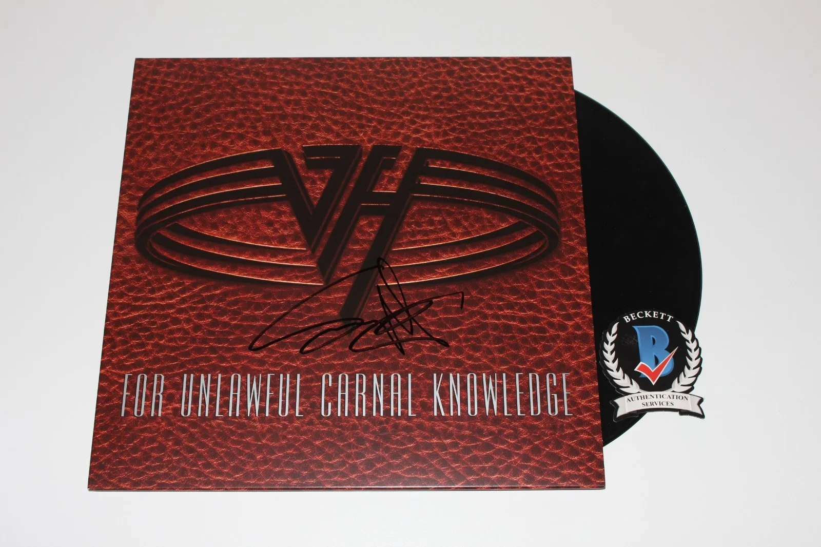 SAMMY HAGAR SIGNED VAN HALEN FOR UNLAWFUL CARNAL KNOWLEDGE ALBUM VINYL BECKETT, image 2