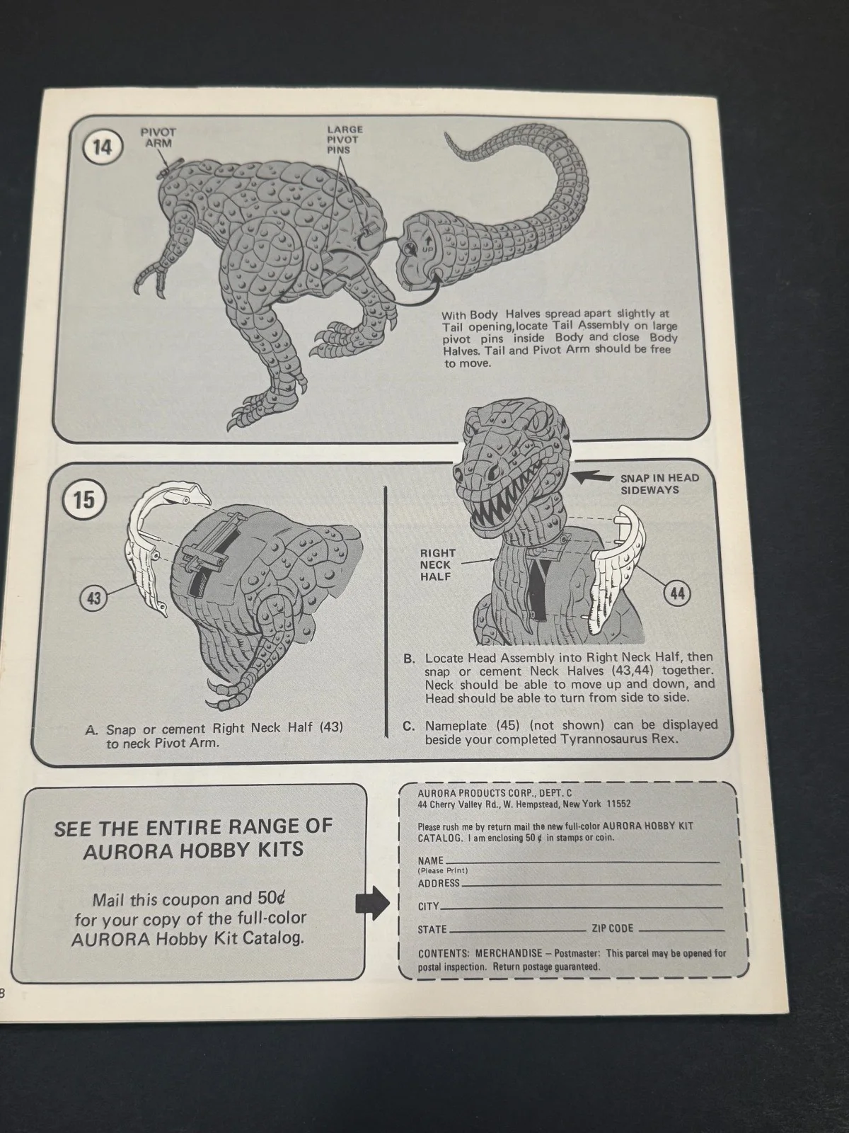 Dave Cockrum — Aurora T Rex Model Kit 746 Instructions Signed Dave Cockrum X-Men Artist, image 2