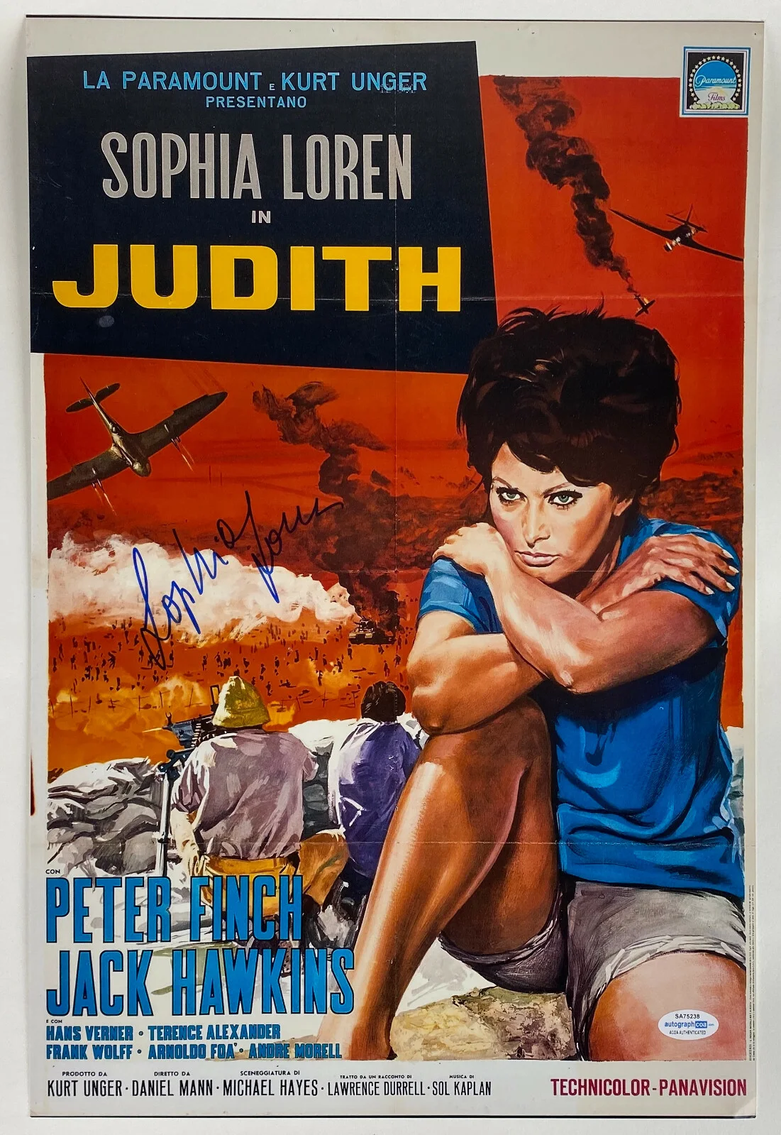 Sophia Loren — Sophia Loren Signed Autographed JUDITH (1966) 12x18 Photo w/ Peter Finch ACOA