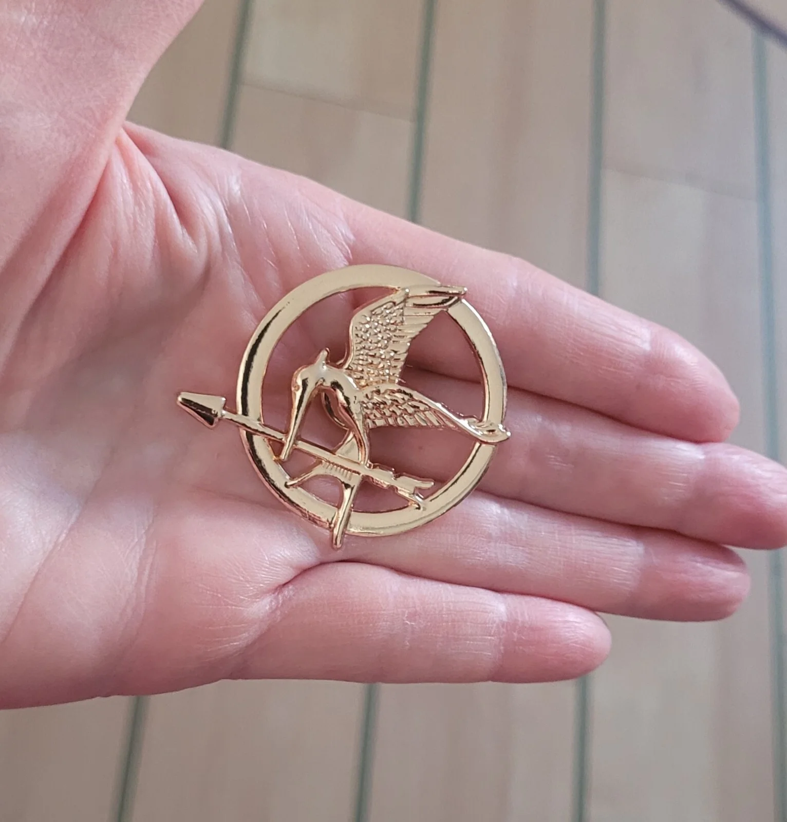 Hunger Games Mockingjay rose gold pin, image 2