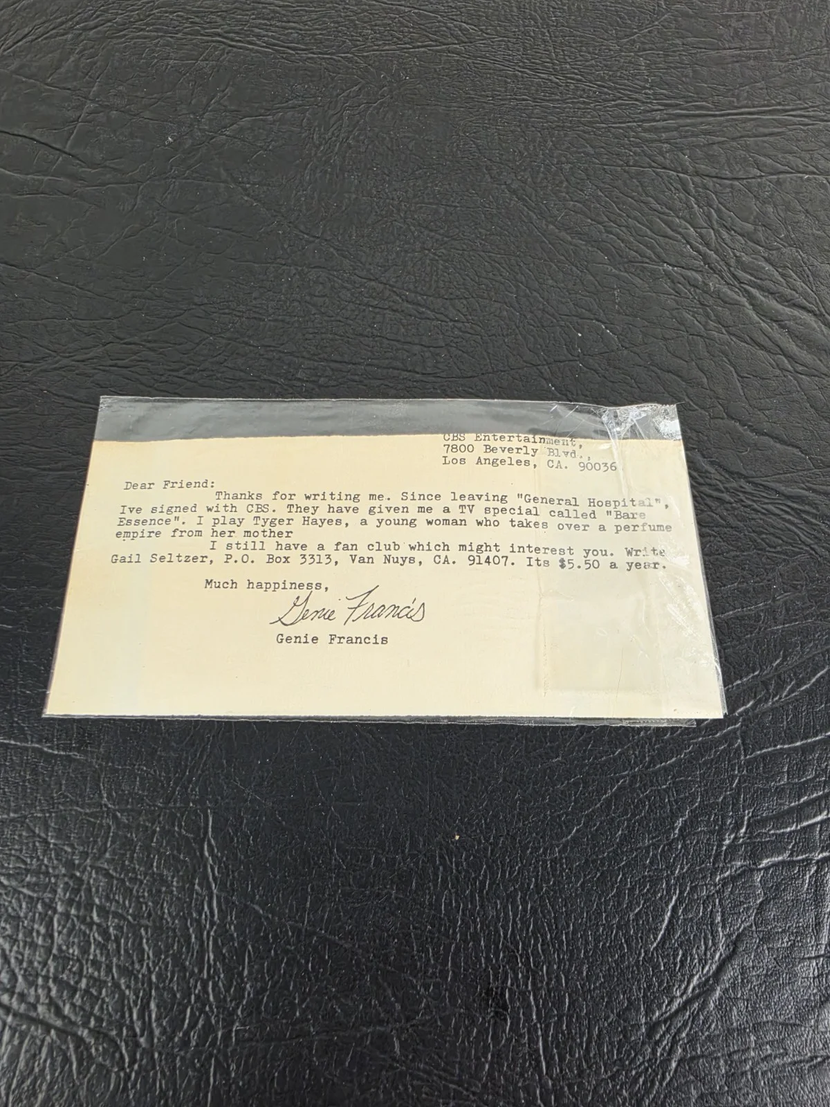 Vintage 1980s Signed Photo Of Genie Francis With Signed Letter, image 3