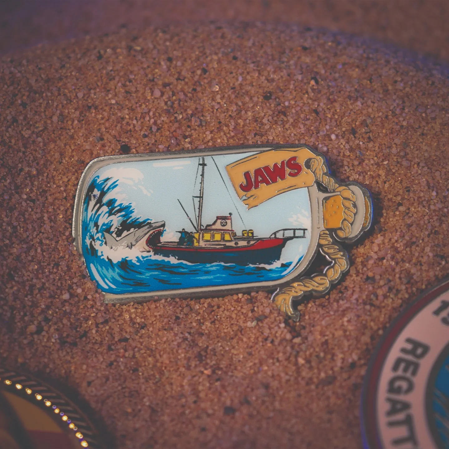 Jaws Limited Edition 50th Anniversary Ship in Bottle Enamel Pin Badge, image 3