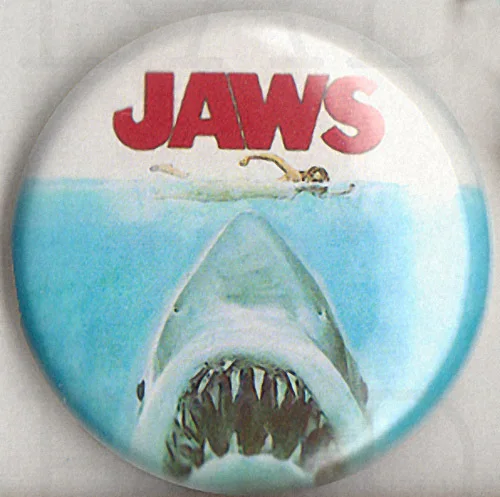 JAWS Badge Button Pin - 25mm and 56mm size -SPIELBERG CLASSIC !, image 3