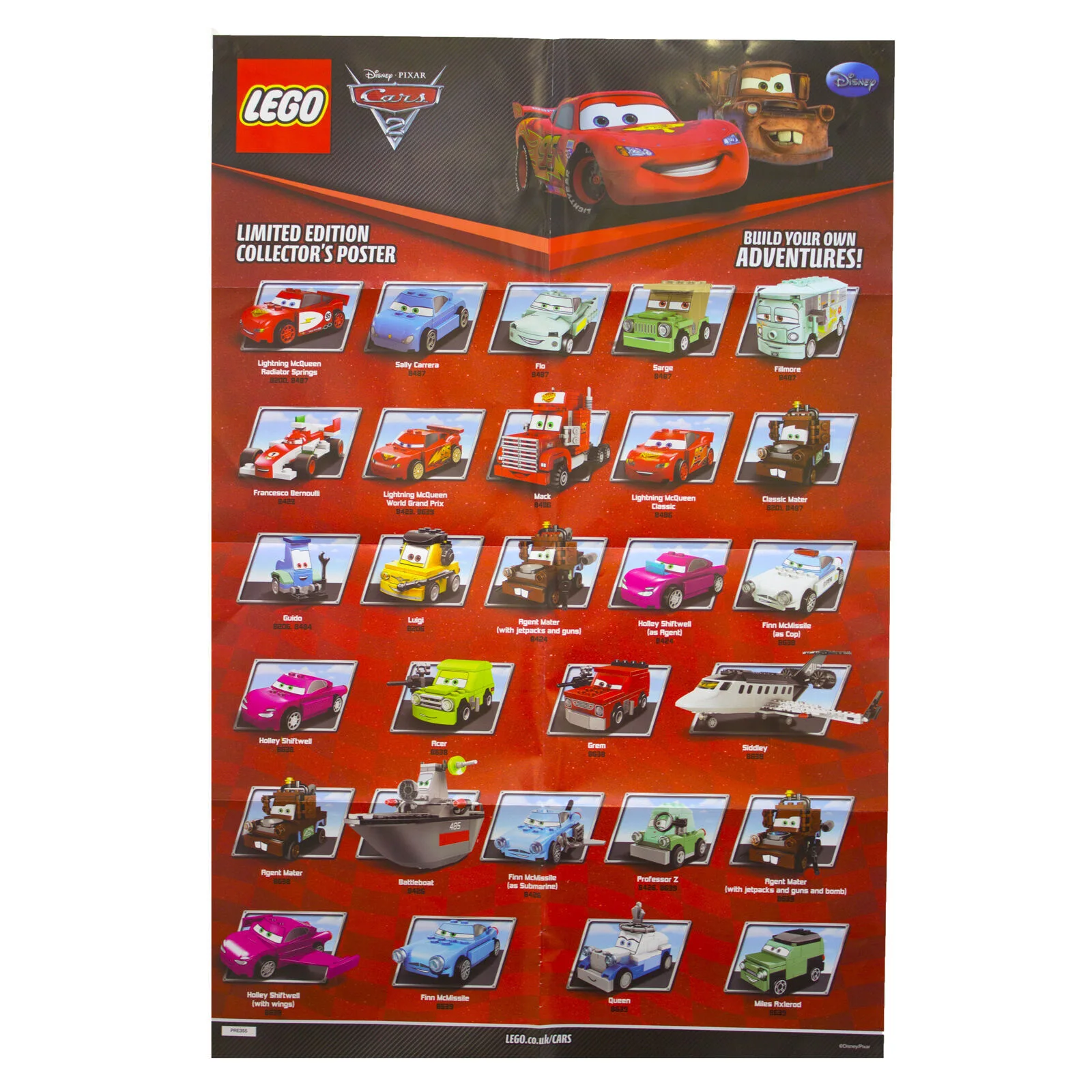 Disney Cars 2 Movie Poster Pixar Lego PRE354 or PRE355, изображение 4