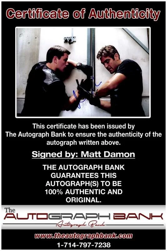 Matt Damon — Matt Damon authentic signed celebrity 10x15 photo W/Cert Autographed A00009, image 2