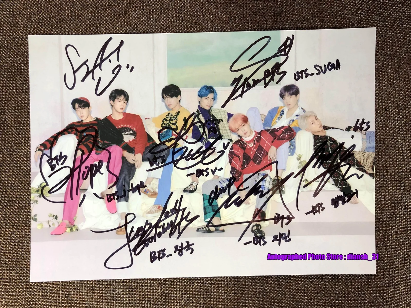 BTS — JK Group Autographs 6'' Hand Signed Autographed Photo Fans Gift