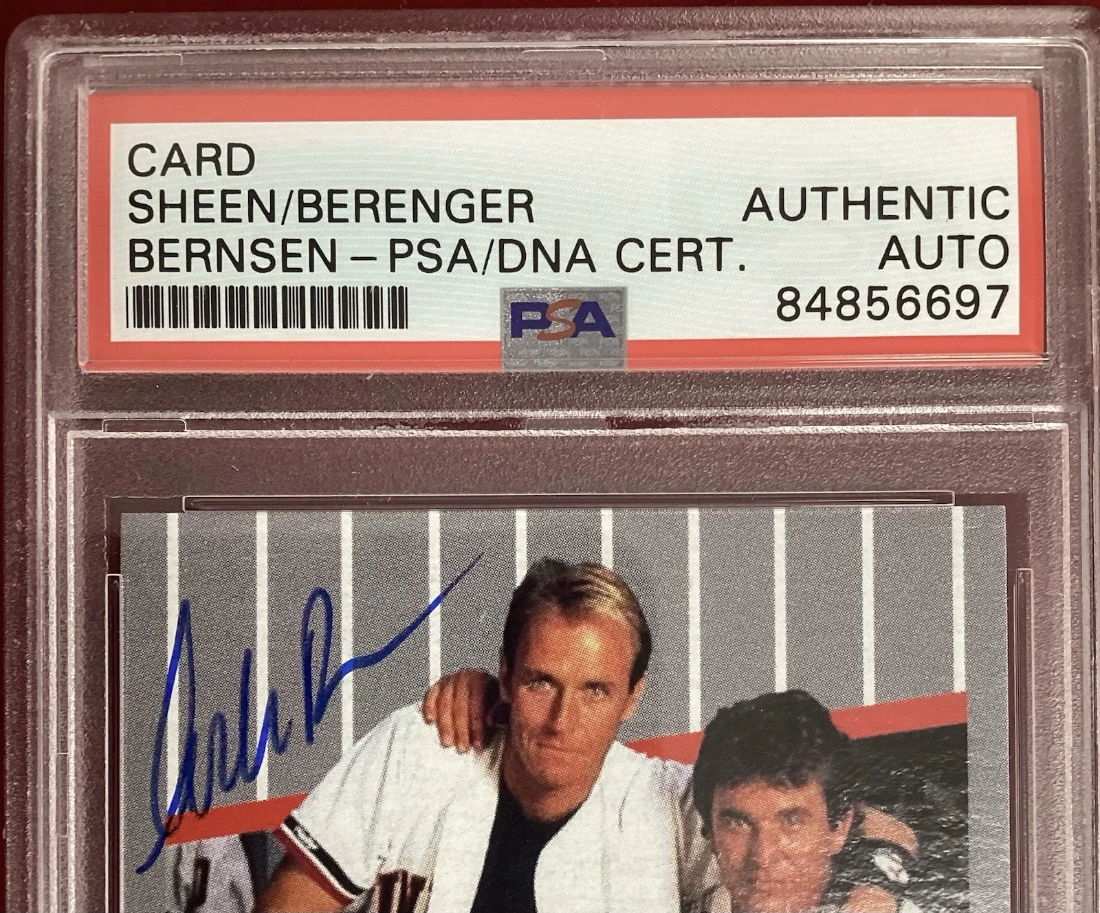 Charlie Sheen, Corbin Bernsen, Tom Berenger — Charlie Sheen Signed Card Major League + Bernsen Berenger Baseball Auto PSA/DNA, image 2