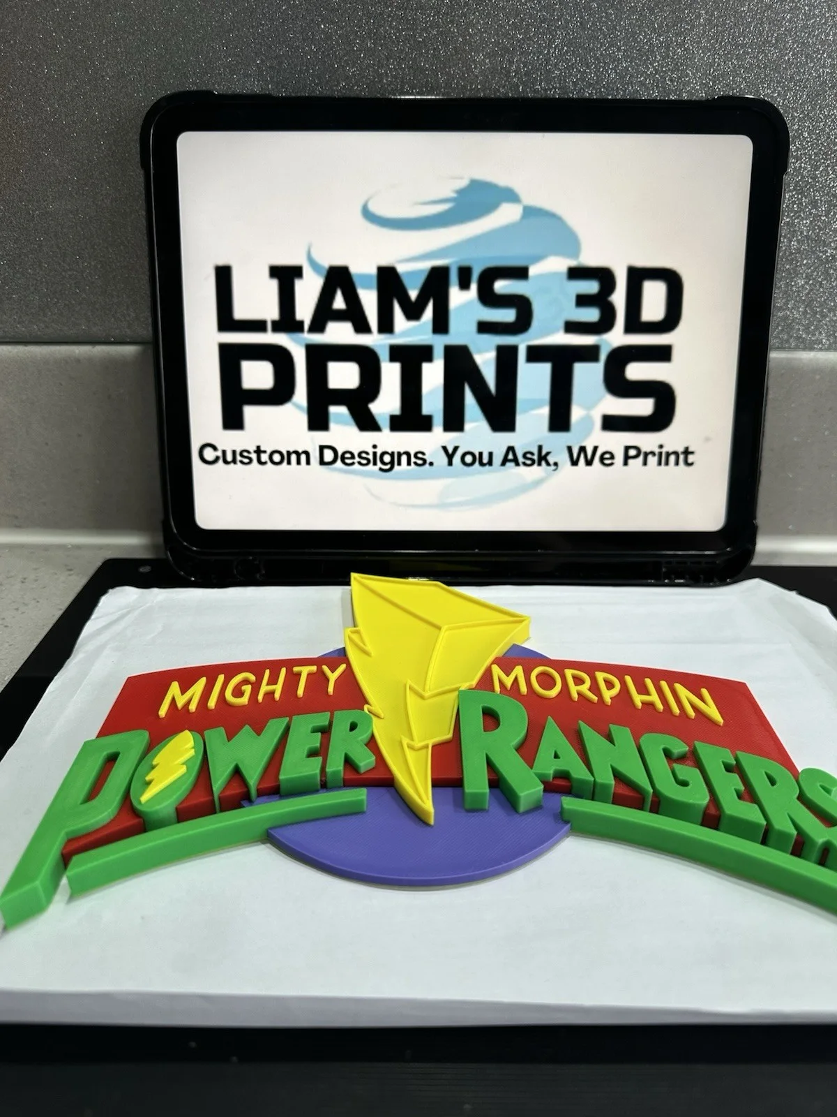 Decorative Mighty Morphin Power Rangers logo Sign Display Pops 3D TV, image 3