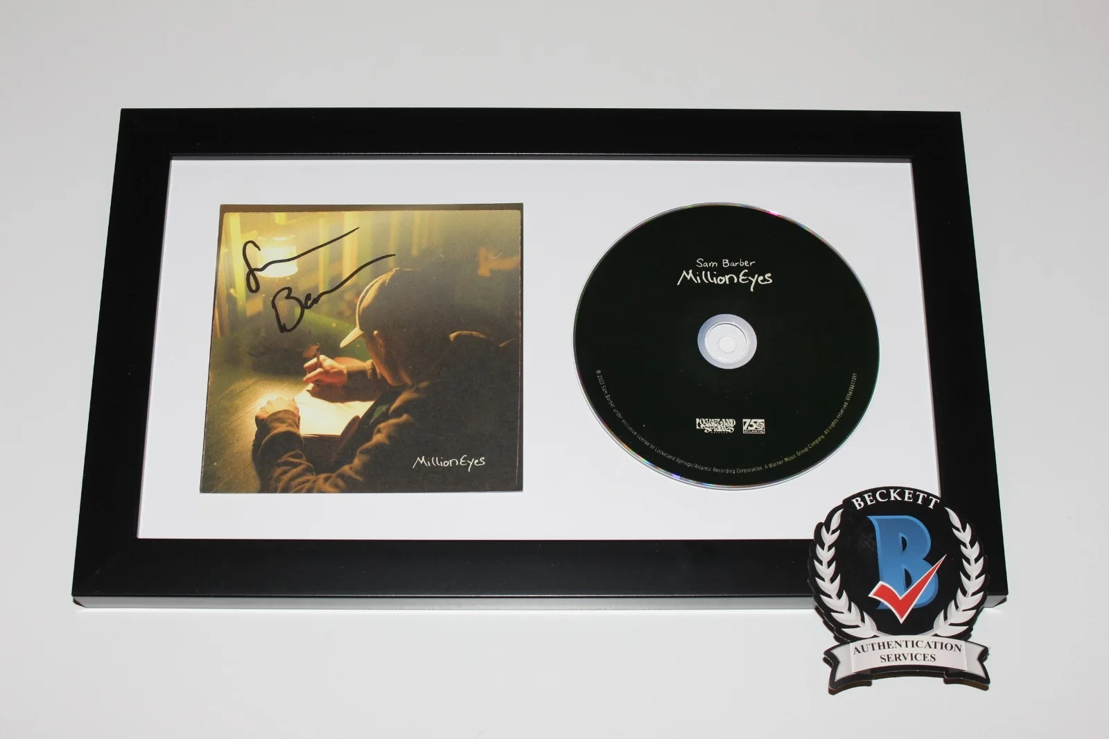 SINGER SAM BARBER SIGNED FRAMED 'MILLION EYES' CD COVER ALBUM BECKETT BAS COA, image 3