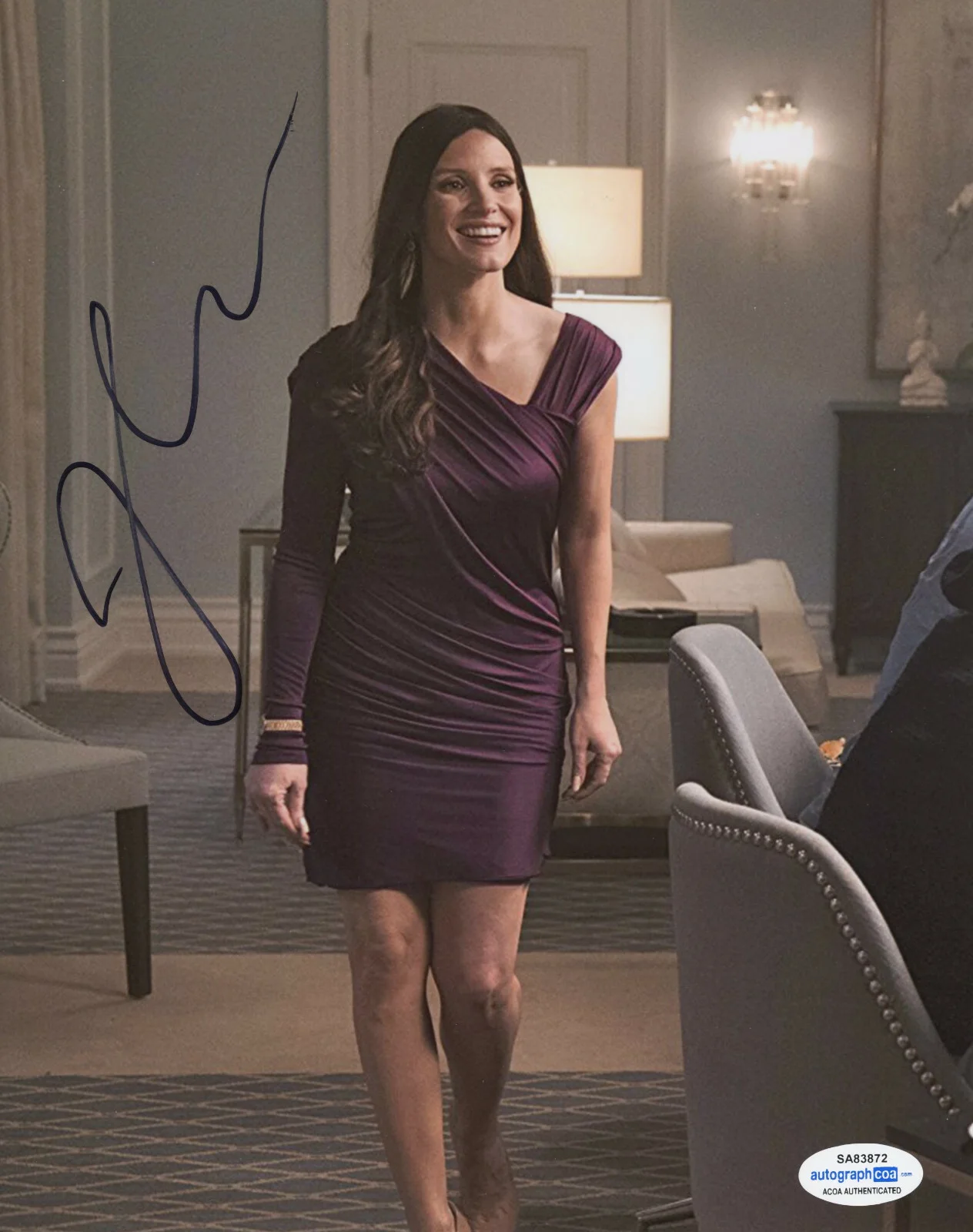 Jessica Chastain — Jessica Chastain Signed Autographed 'Molly's Game' 8x10 Photo PROOF ACOA G, image 2