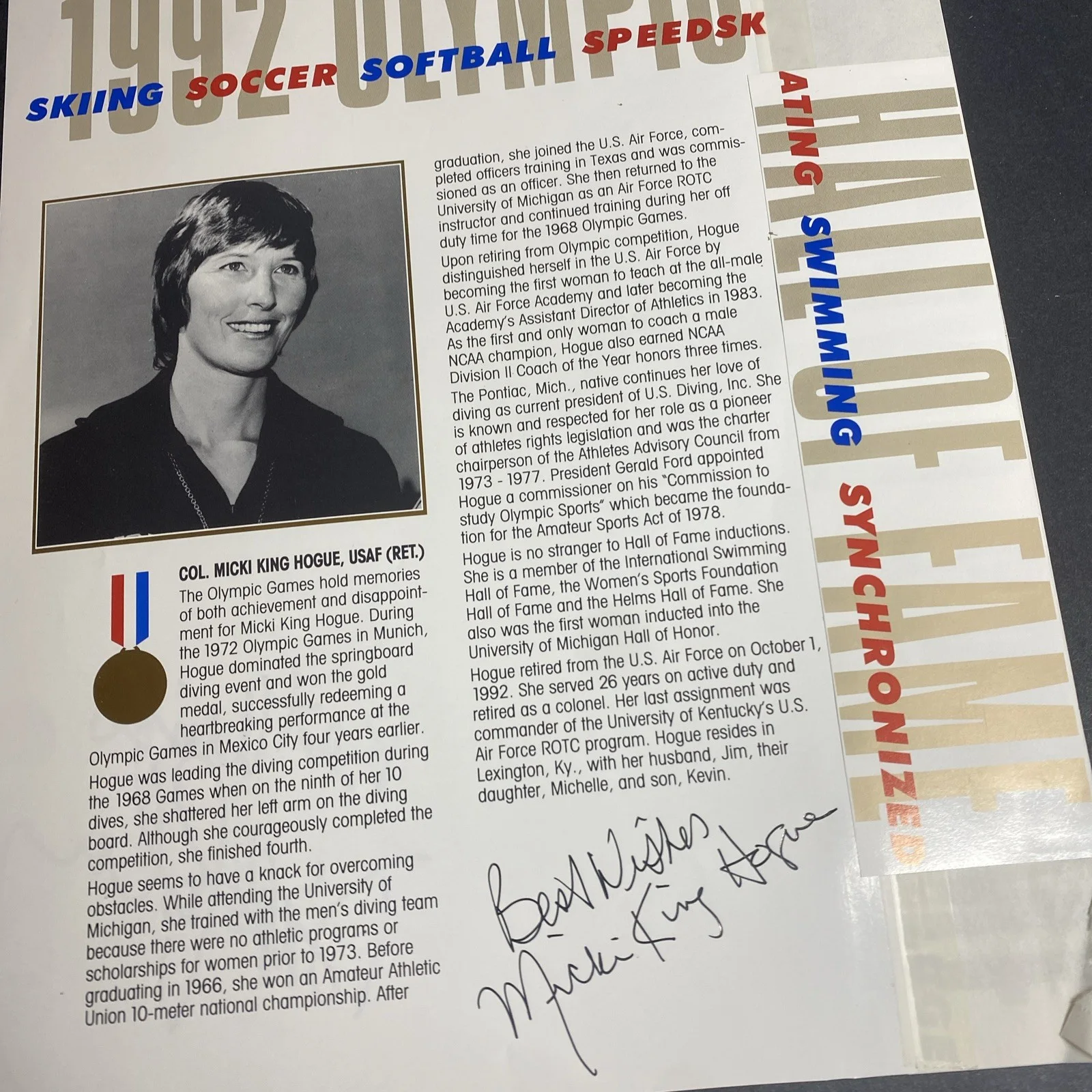 Micki King Hogue: Olympic, Signed Celebrity Photograph 8.5 x 11 Inches / KSK, image 4