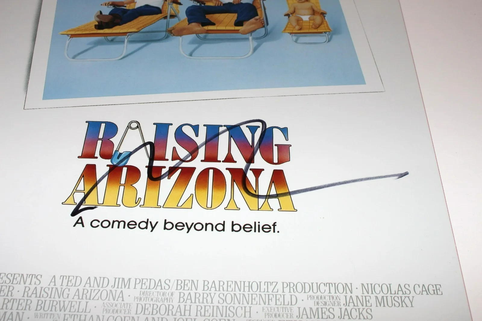 NICOLAS CAGE SIGNED 'RAISING ARIZONA' 12x18 MOVIE POSTER PHOTO w/COA NIC PROOF, image 2