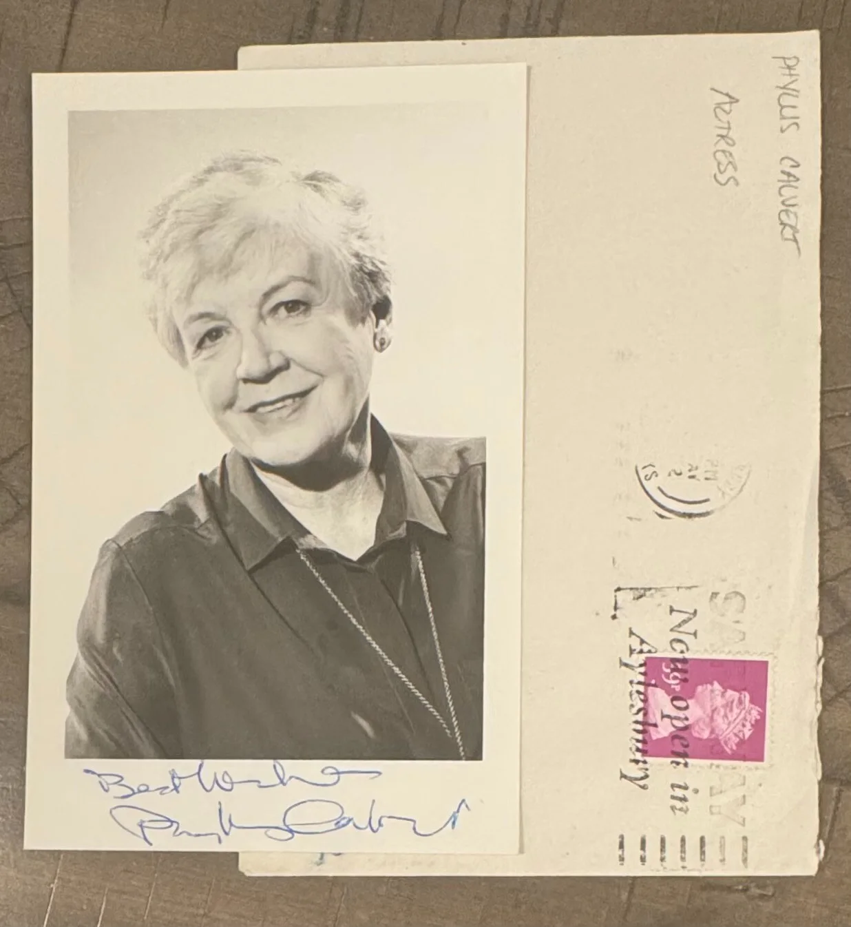 PHYLLIS CALVERT SIGNED 3.5'X5.5" PHOTO THE MAN IN GREY ACTRESS D 2002, image 3