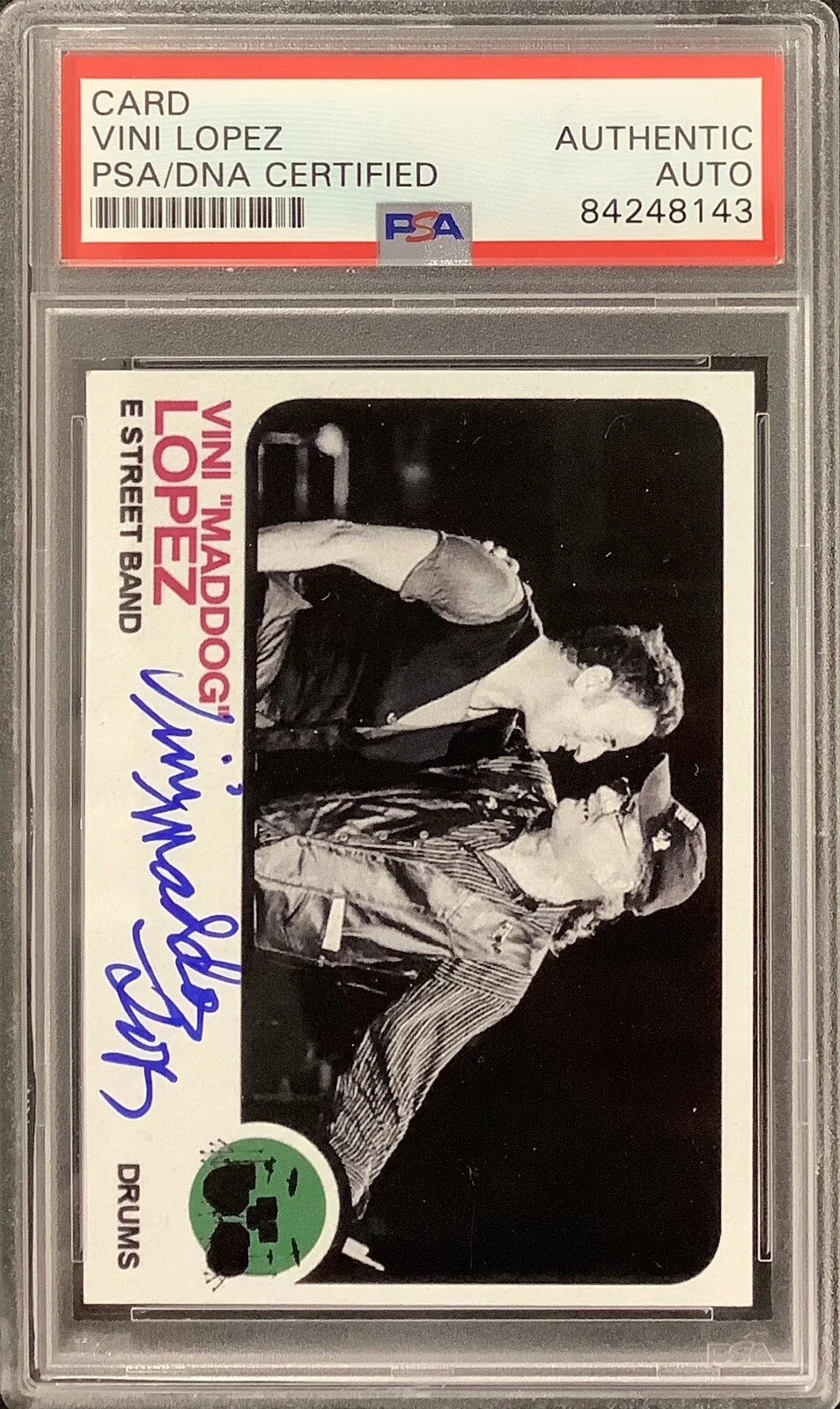 Vini Maddog Lopez Signed Trading Card Drummer Auto Bruce Springsteen PSA/DNA, image 2