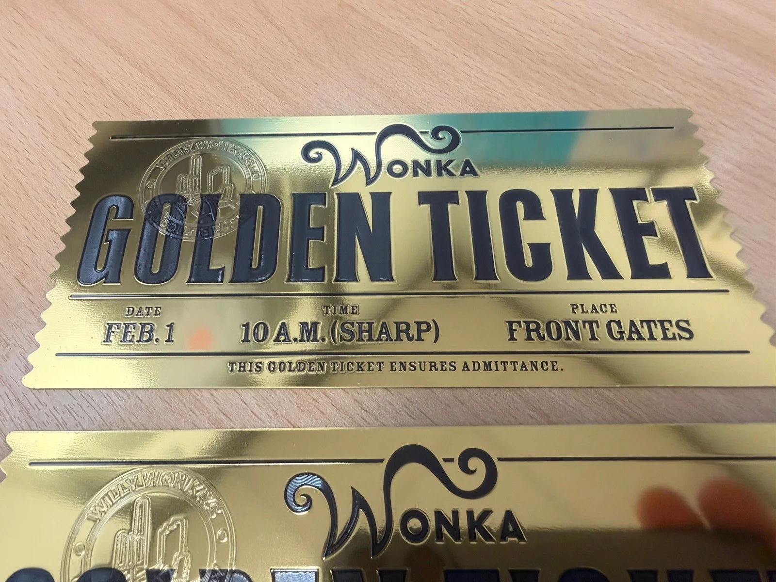 WILLY WONKA GOLDEN TICKET (no chocolate) WONKA TICKETS - 1971 and 2005., image 2
