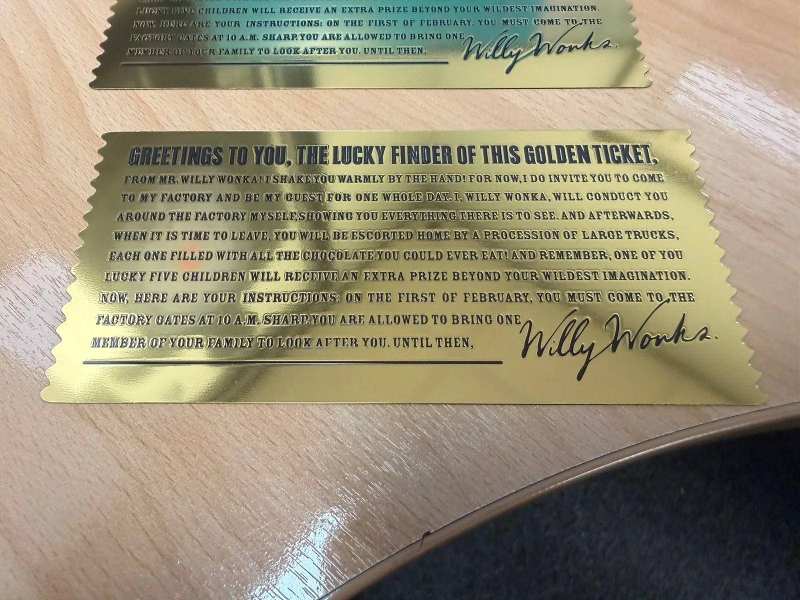 WILLY WONKA GOLDEN TICKET (no chocolate) WONKA TICKETS - 1971 and 2005., image 3