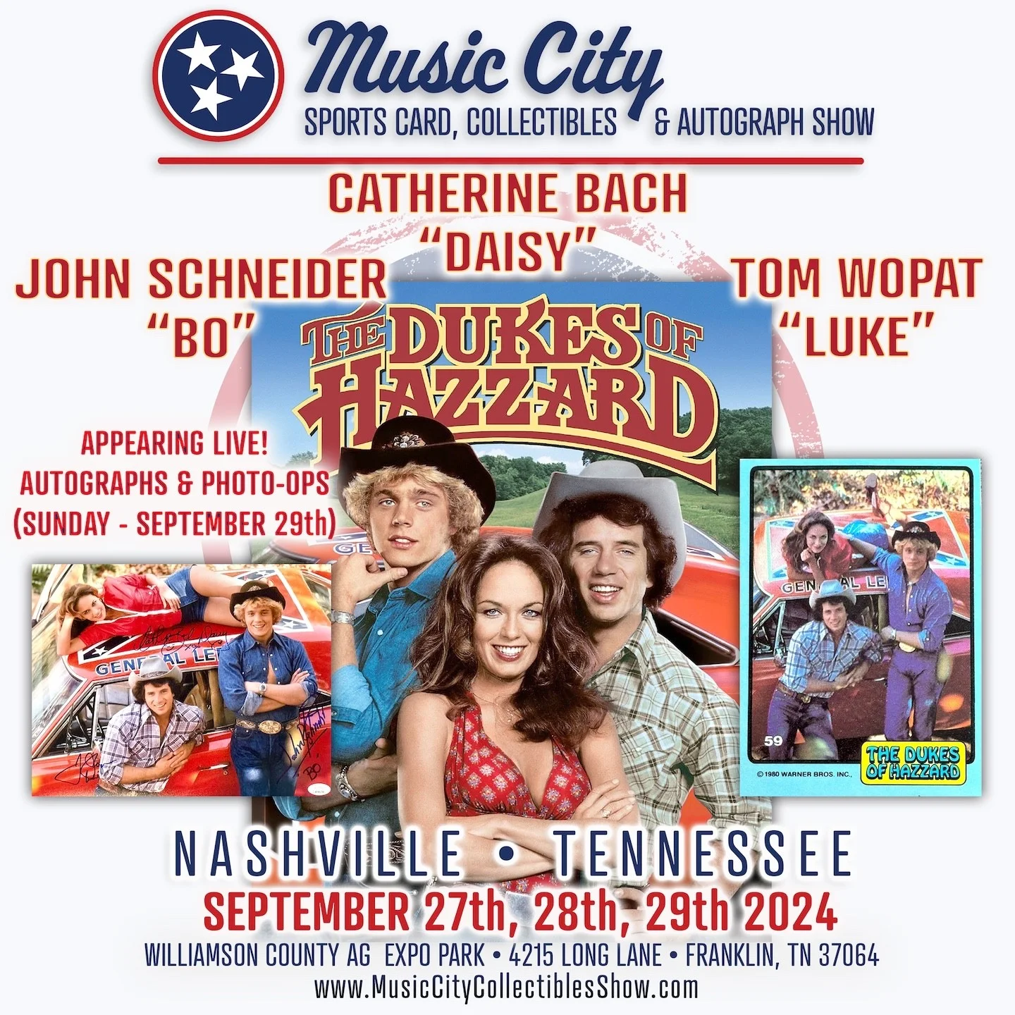 Daisy Bo Luke Duke SCHNEIDER WOPAT BACH Signed DUKES HAZZARD General Lee Car JSA, изображение 2