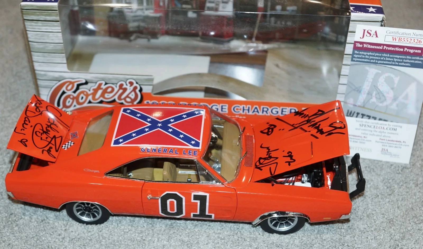 Daisy Bo Luke Duke SCHNEIDER WOPAT BACH Signed DUKES HAZZARD General Lee Car JSA, изображение 5