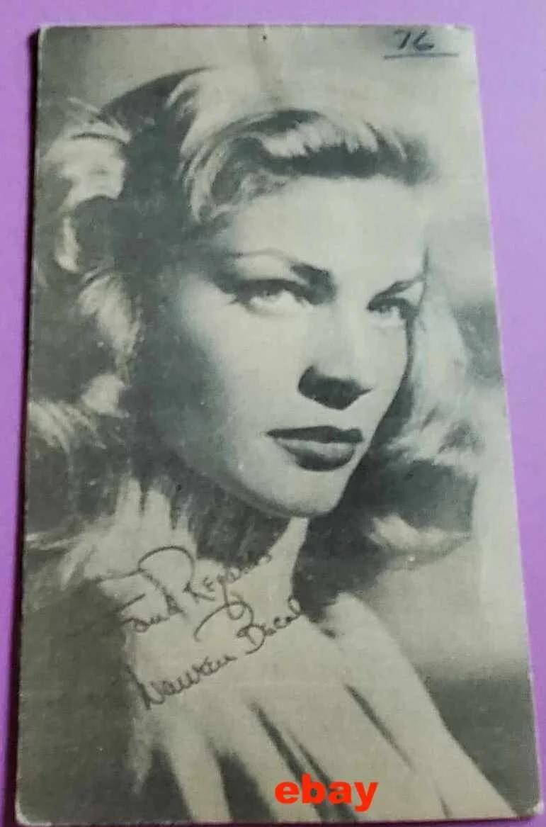 1947 Original Photo Postcard Golden Hollywood's Legend, Lauren Bacall, image 2