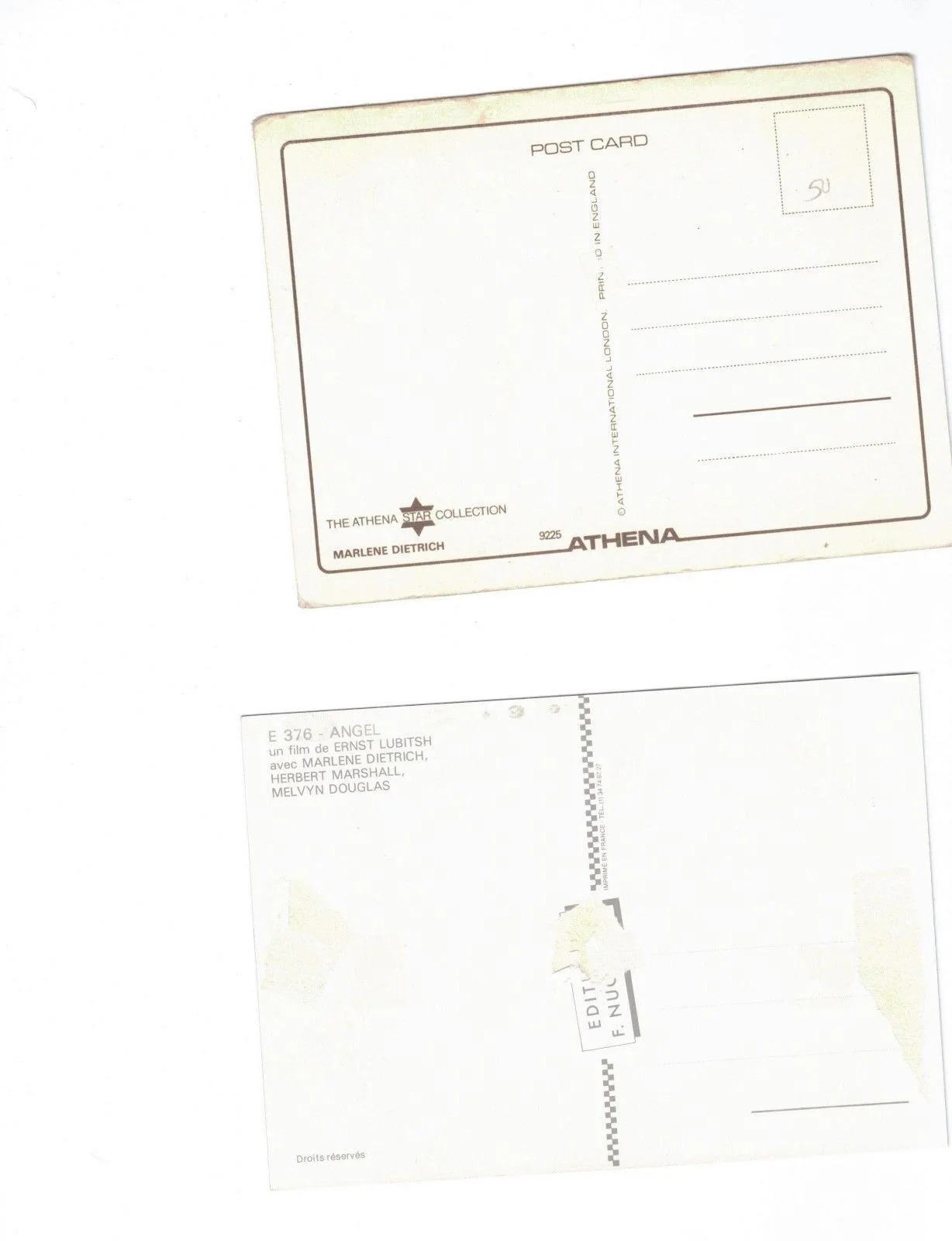 Marlene Dietrich set of 2 vintage postcards, image 2