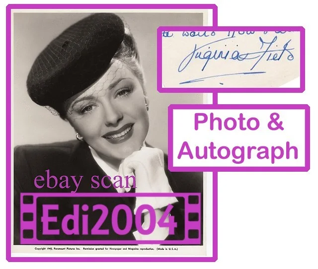 Virginia Field — VIRGINIA FIELD Vintage Original DOUBLE WEIGHT 1942 Photo AUTOGRAPH CARD Portrait