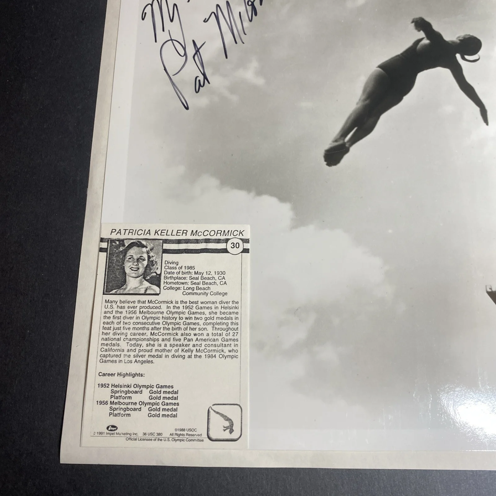 Patricia McCormick: Olympic, Signed Celebrity Photograph 8 x 10 Inches / KSK, image 4