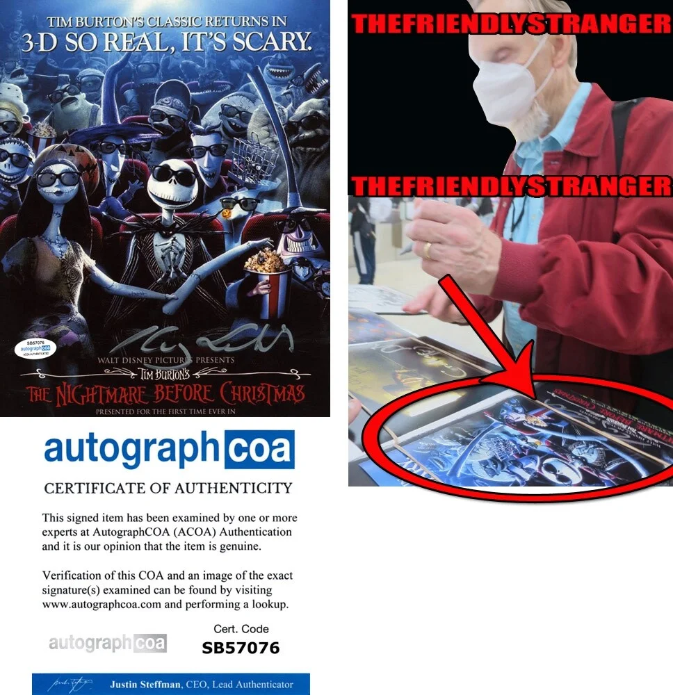 HENRY SELICK — Henry Selic signed "NIGHTMARE BEFORE CHRISTMAS" 8x10 Photo EXACT PROOF e ACOA
