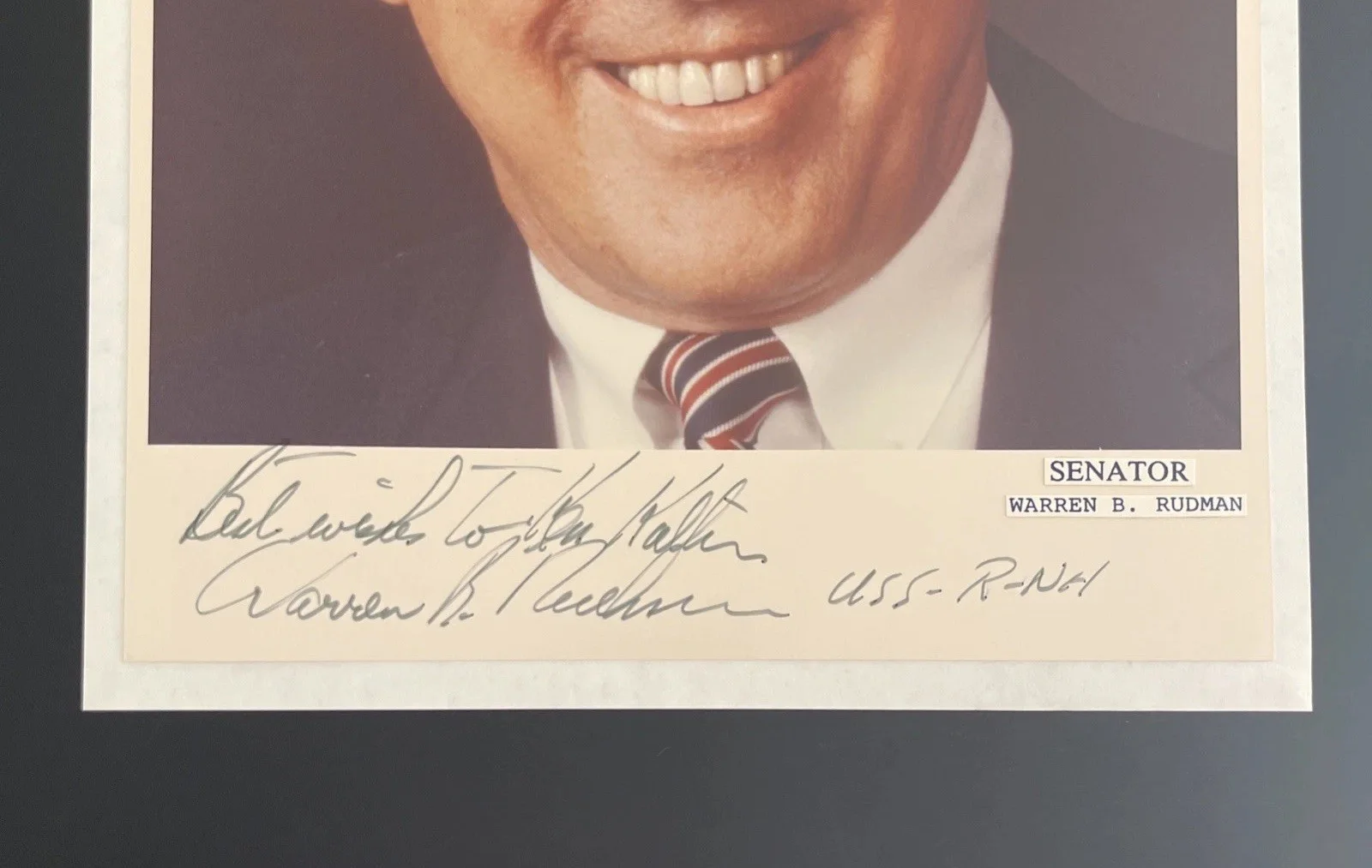 Senator Warren B. Rudman, NH: Signed Political Photo & Ephemera 8x10“ / KSK, image 2