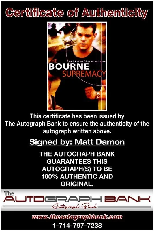 Matt Damon — Matt Damon authentic signed celebrity 10x15 photo W/Cert Autographed A00045, image 2