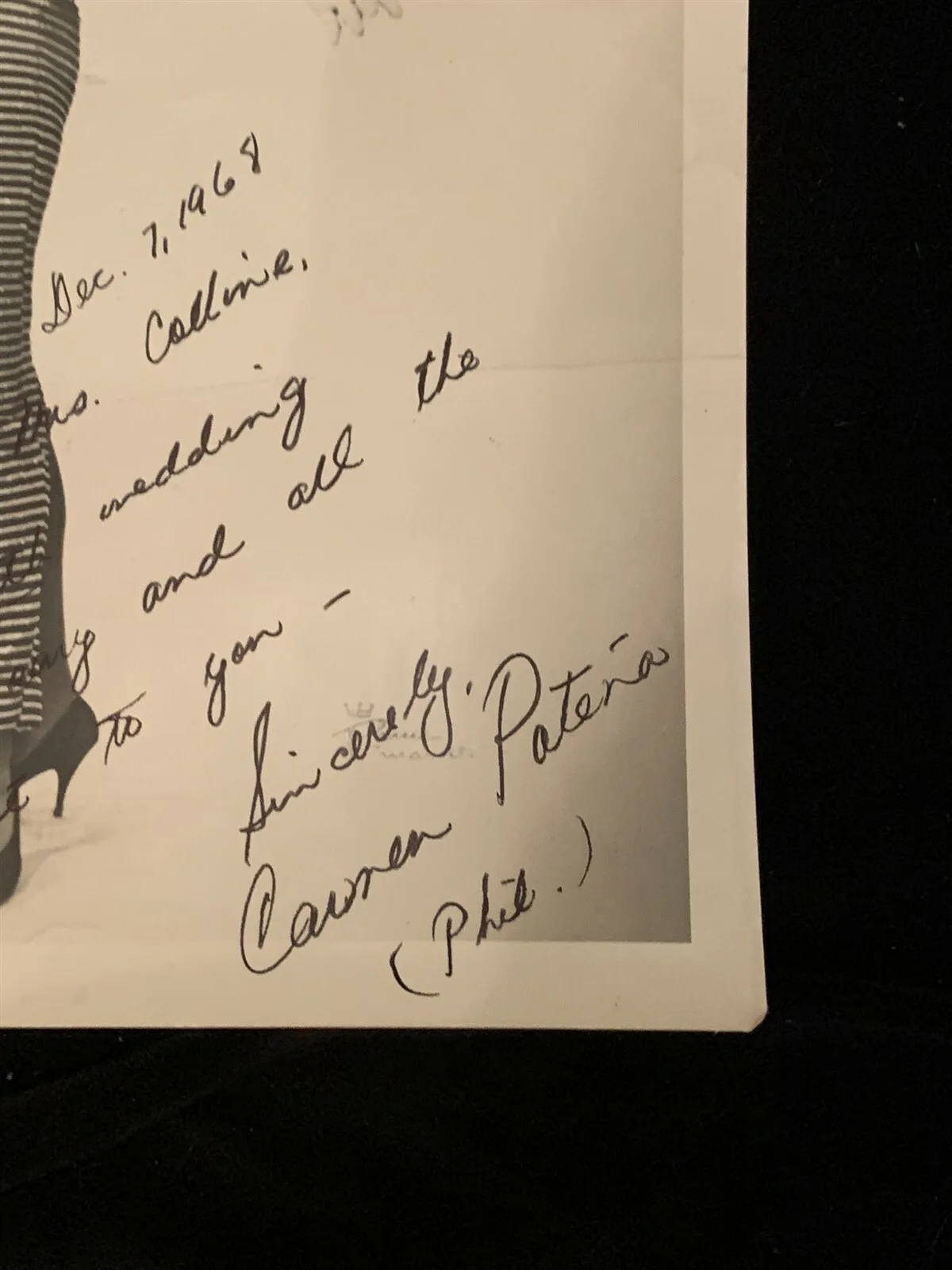 Carmen Patena — CARMEN PATENA - SHING A LING LOO, PRETTY GIRL - Signed 8x10 Photo 1968, изображение 2