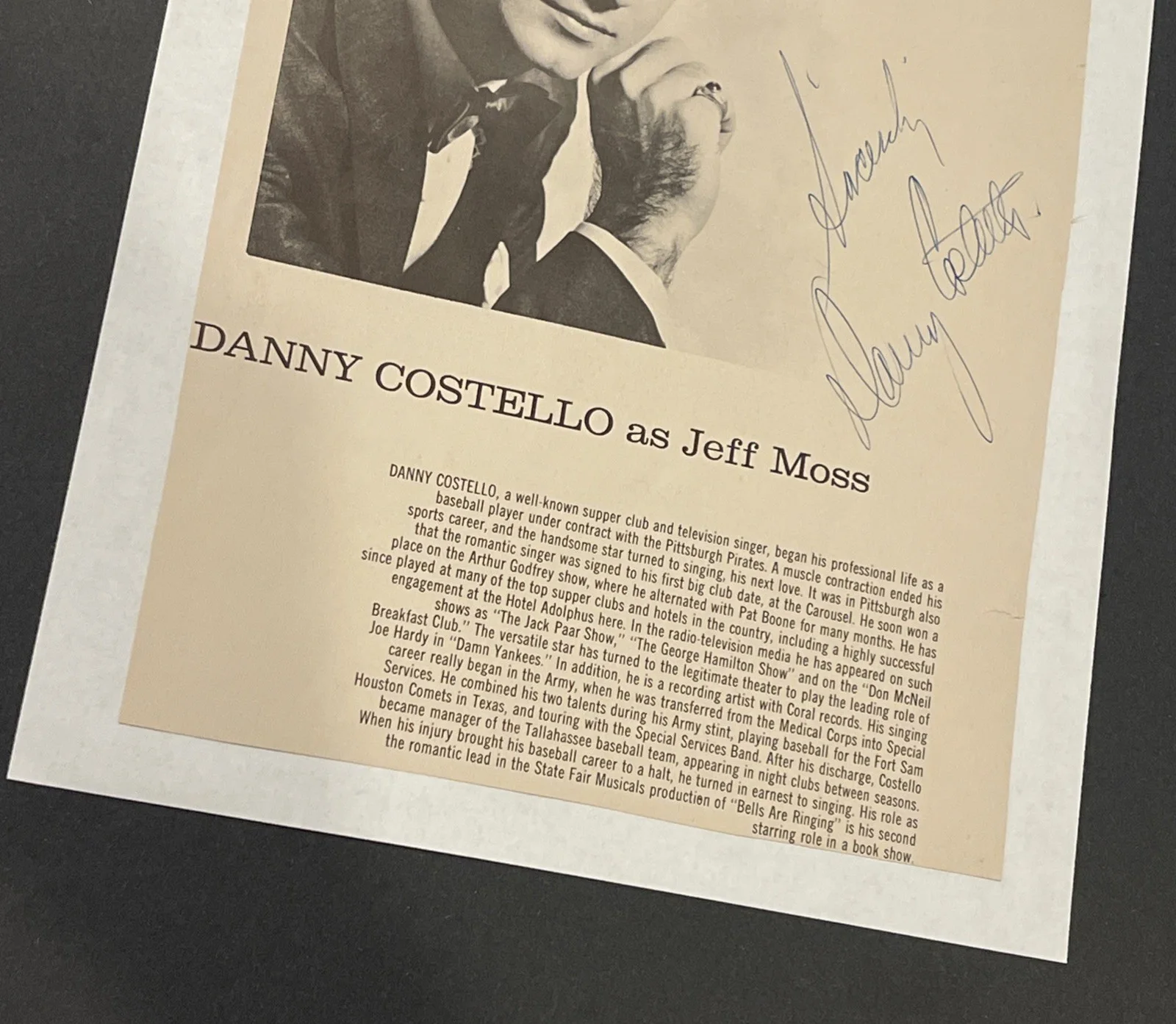 Danny Costello as Jeff Moss: Signed Music Celebrity Photograph 8 x 10” / KSK, изображение 4