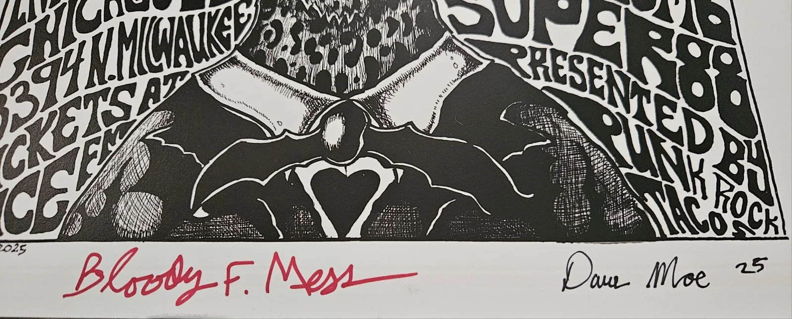 Bloody F. Mess Autographed Chicago Show Poster 11x14 2025 Music, изображение 2