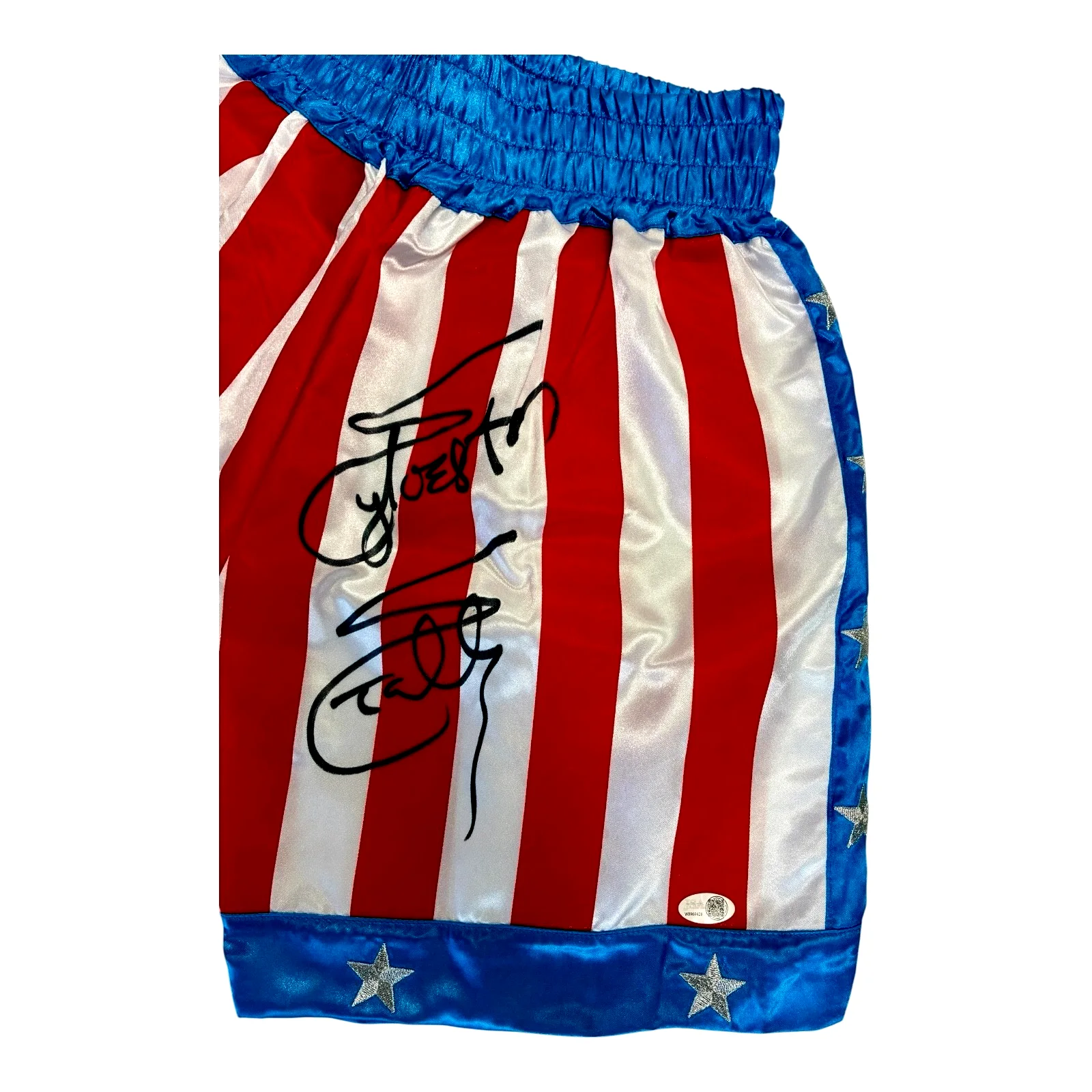 Sylvester Stallone — Sylvester Stallone Signed Rocky IV Trunks JSA Witness Authenticated, image 2