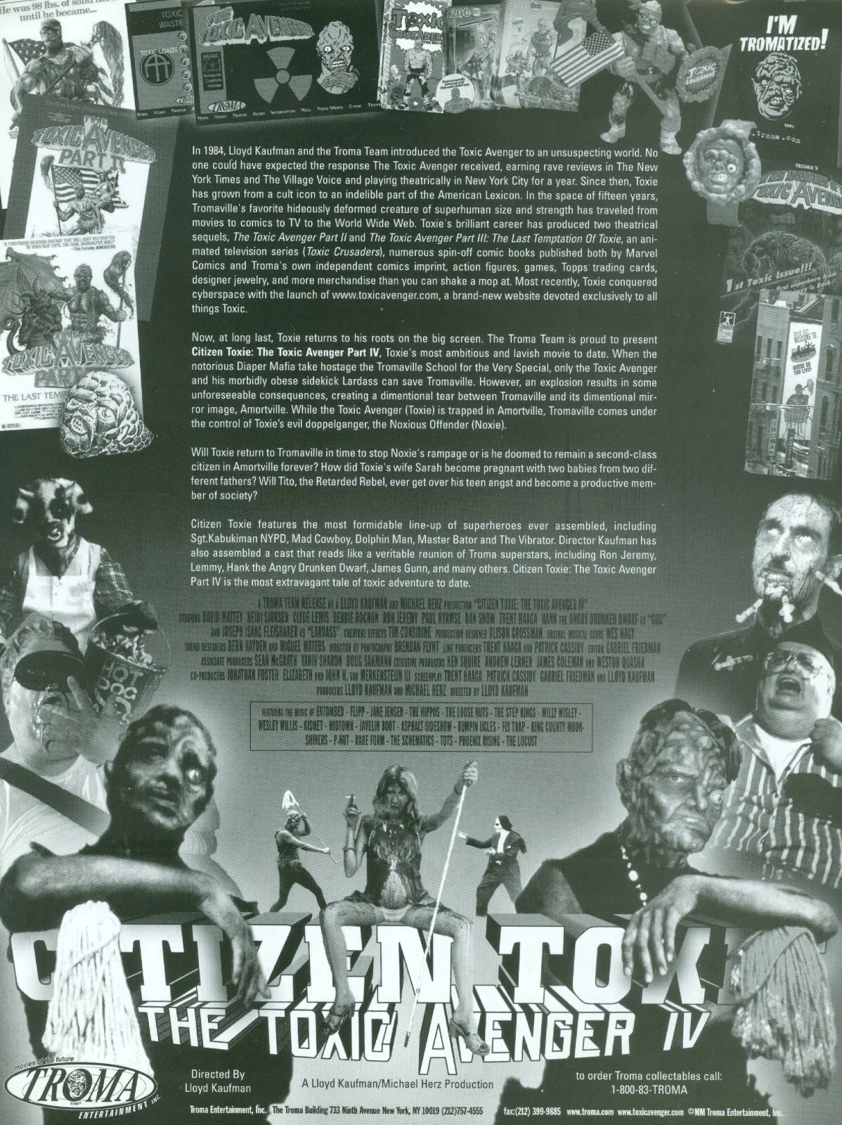 David Mattey — Autographed TOXIC AVENGER IV Citizen Toxie Troma 8.5x11 Movie Photo DAVID MATTEY, изображение 2