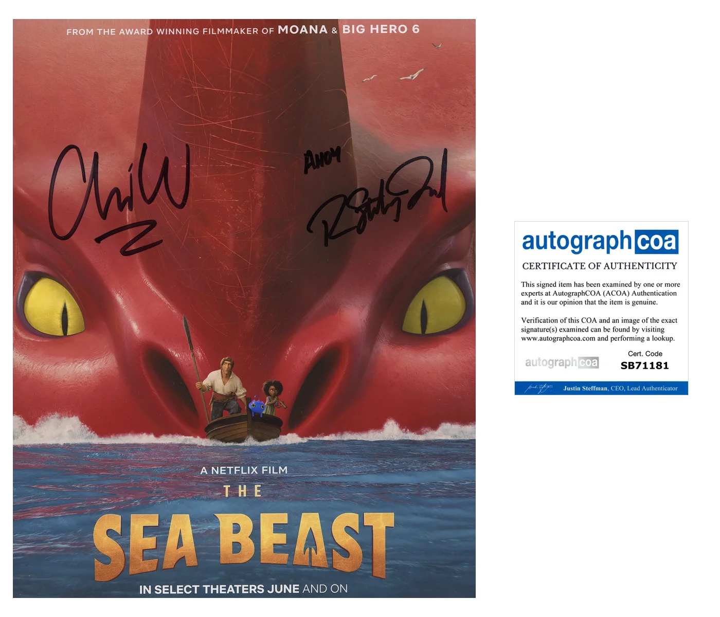 Chris Williams — Chris Williams Director Signed Autographed SEA BEAST 8x10 Photo EXACT Proof ACOA