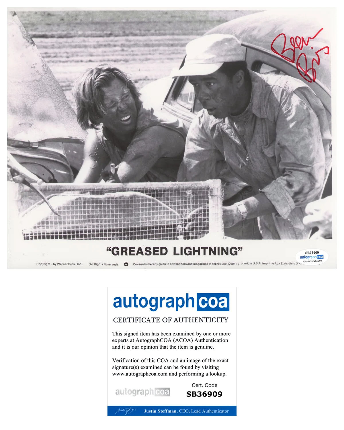 Beau Bridges Greased Lightning Autographed Signed 8x10 Photo ACOA, image 2