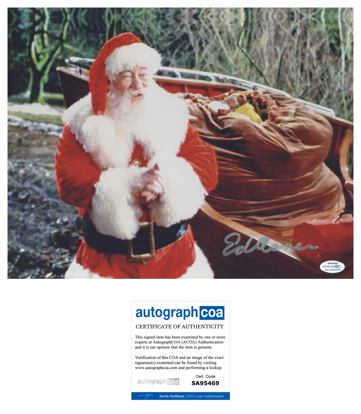 Ed Asner — Ed Asner Signed Autographed ELF 'Santa' 11x14 Photo Metallic Finish ACOA B, image 4