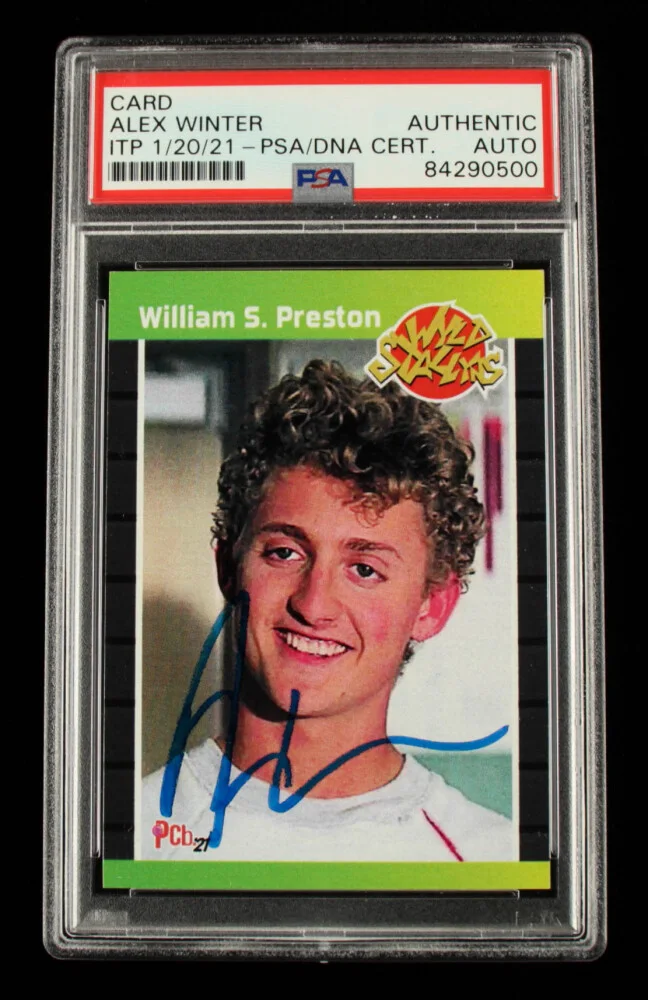 Alex Winter — Alex Winter autographed card Bill & Ted's Excellent Adventure PSA COA Slab