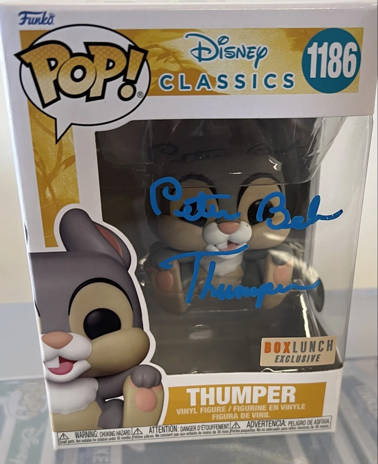 Peter Behn — Peter Behn Signed Autographed Thumper Funko Pop Bambi Disney Hot topic ex Blue