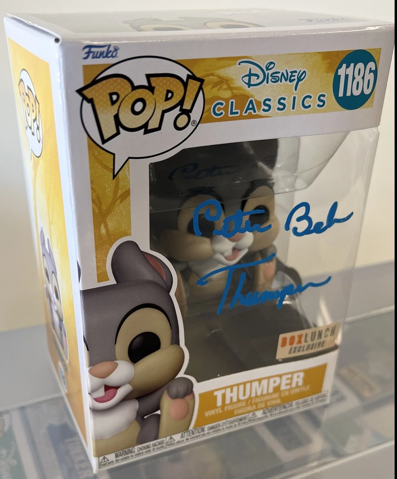 Peter Behn — Peter Behn Signed Autographed Thumper Funko Pop Bambi Disney Hot topic ex Blue, image 3