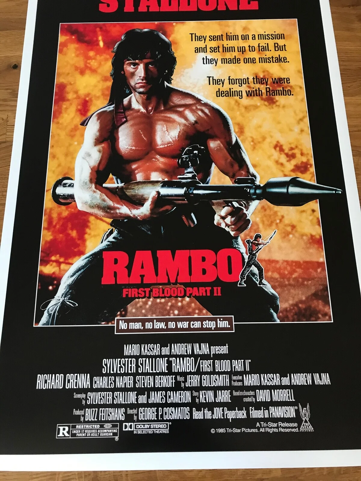 Large Movie Poster Rambo First Blood Part 2 Sylvester Stallone 43cm x 65cm, image 2