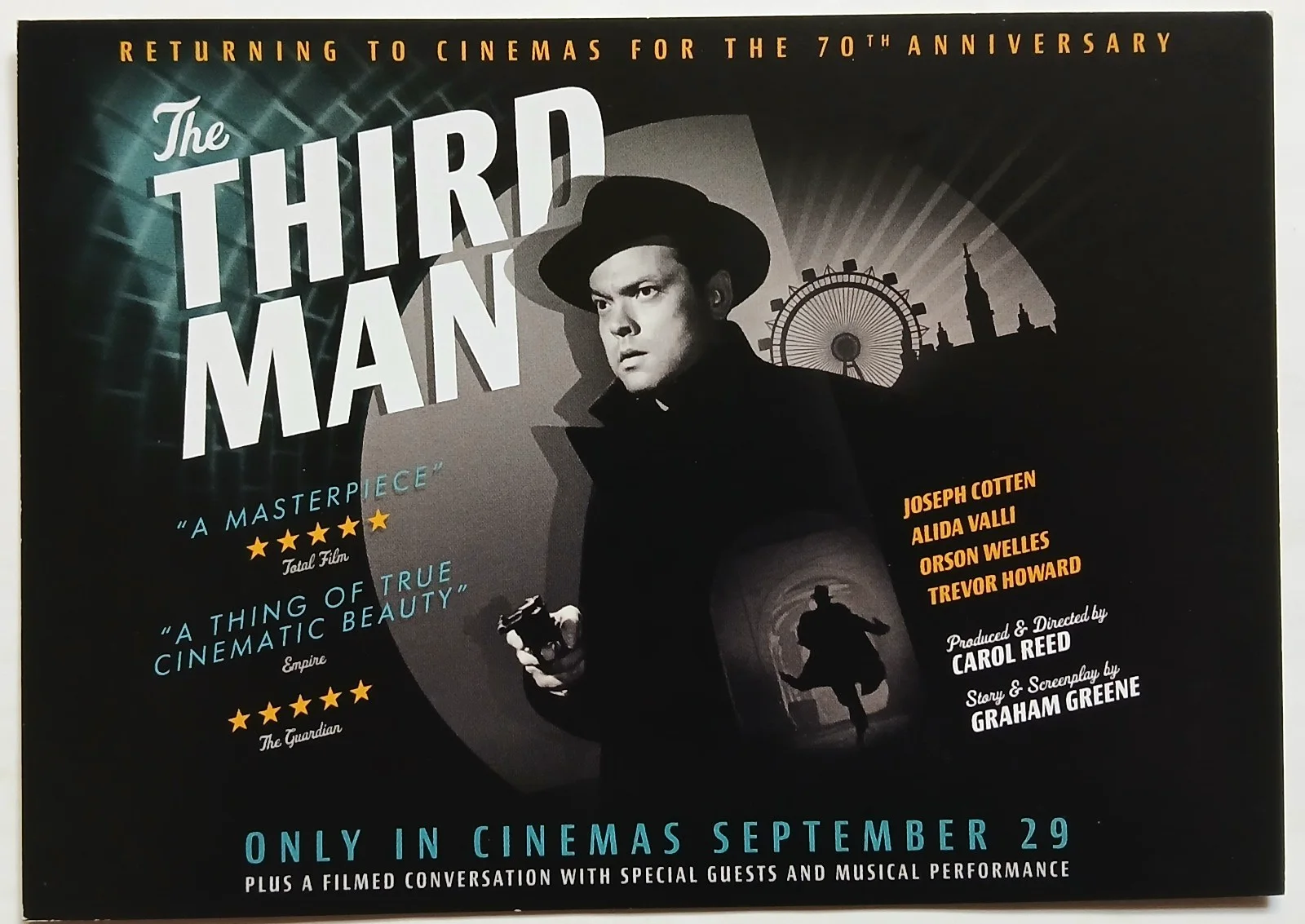 The Third Man Orson Welles Film Postcard x 1 - 70th Anniversary 2019, image 3