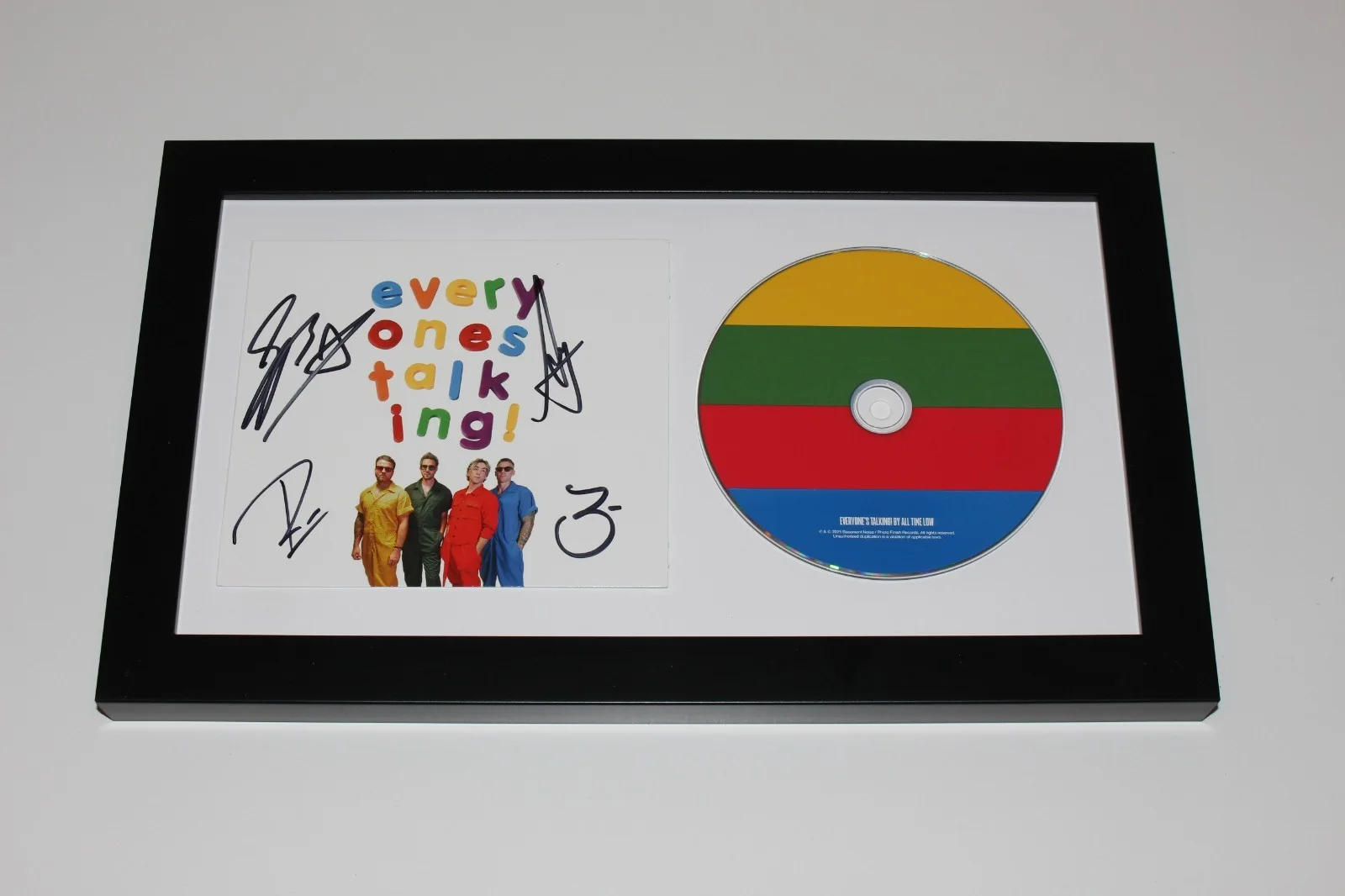 ALL TIME LOW BAND SIGNED FRAMED 'EVERYONE'S TALKING!' CD COVER ALBUM COA x4, image 2