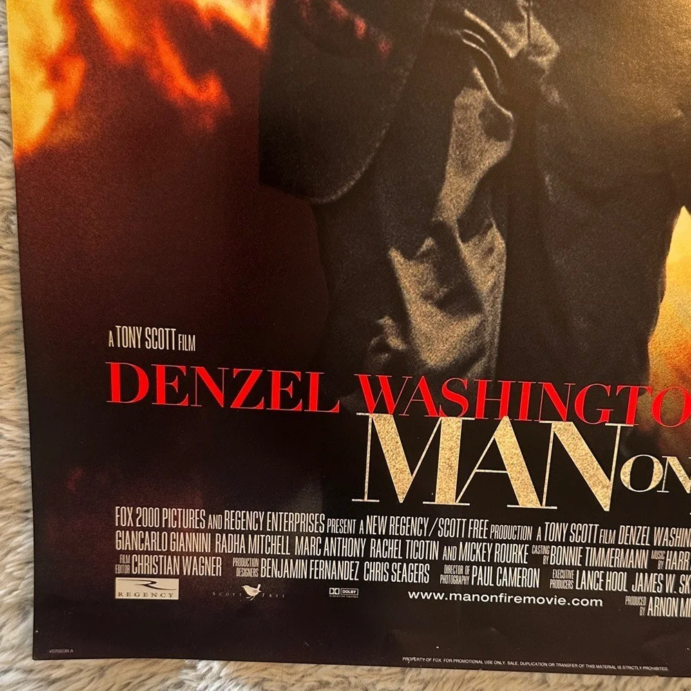 Man on Fire Movie Poster MIni 13 x 20 Denzel Washington Dakota Fanning, изображение 4